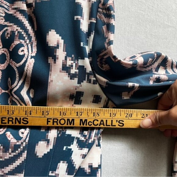 Nanette Lepore Teal and Pink Paisley Patterned Dress Sz 12 - Picture 9 of 10